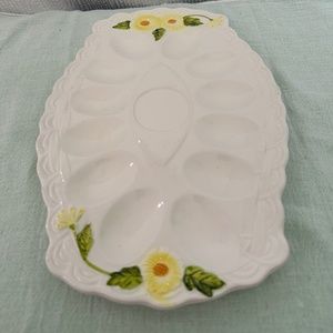 Vintage, Lefton Geo Z, porcelain deviled egg serving platter